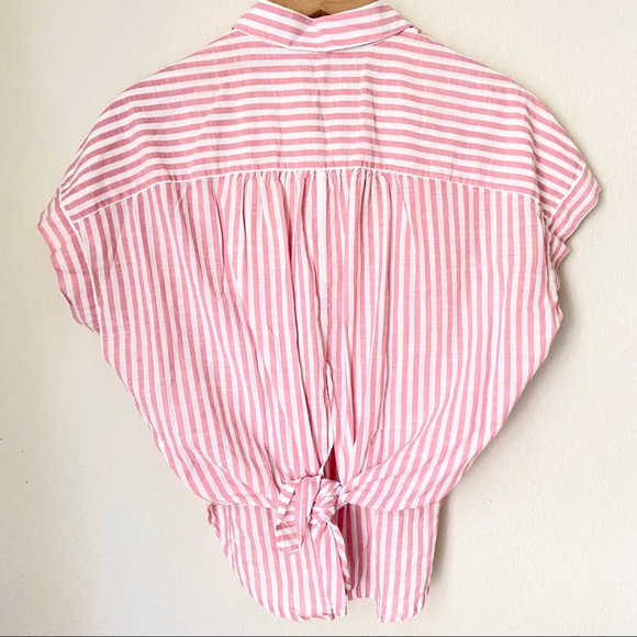 Madewell Central Tie- back Shirt in Rose Stripe - Picture 6 of 10